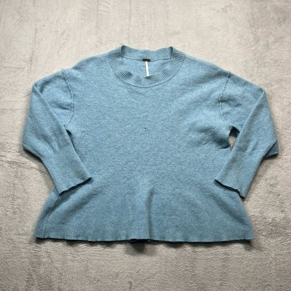 Free People Cashmere Sweater Womens‎ Blue Crew Neck Oversized Pullover Medium